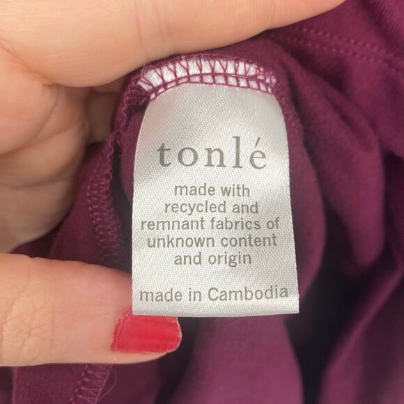 Tonlé Women's Plum Purple Stretch Midi Long Sleeve Dress Size Large - Picture 11 of 12